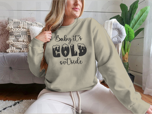 Baby It's Cold Outside Hand Lettering Holiday Poster Design for