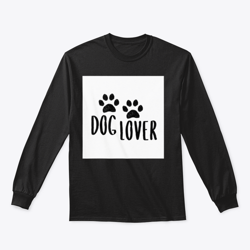 Dog Lover Cartoon Style Typography with Dog Paws Silhouette Design for