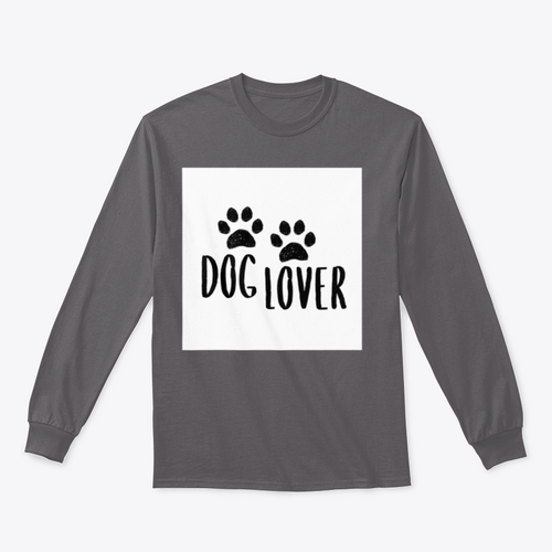 Dog Lover Cartoon Style Typography with Dog Paws Silhouette Design for