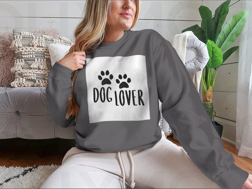 Dog Lover Cartoon Style Typography with Dog Paws Silhouette Design for