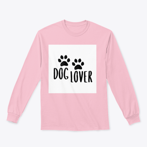 Dog Lover Cartoon Style Typography with Dog Paws Silhouette Design for