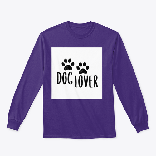 Dog Lover Cartoon Style Typography with Dog Paws Silhouette Design for