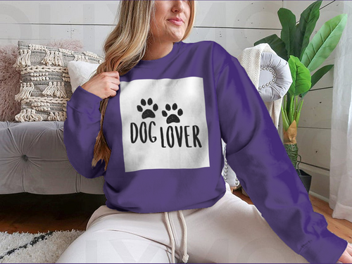 Dog Lover Cartoon Style Typography with Dog Paws Silhouette Design for