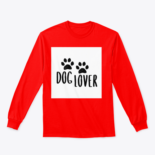 Dog Lover Cartoon Style Typography with Dog Paws Silhouette Design for