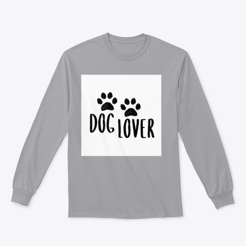 Dog Lover Cartoon Style Typography with Dog Paws Silhouette Design for